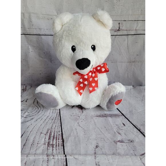 American Greetings White Teddy Bear Plush Valentines Day Heart Stuffed Animal - Picture 1 of 9